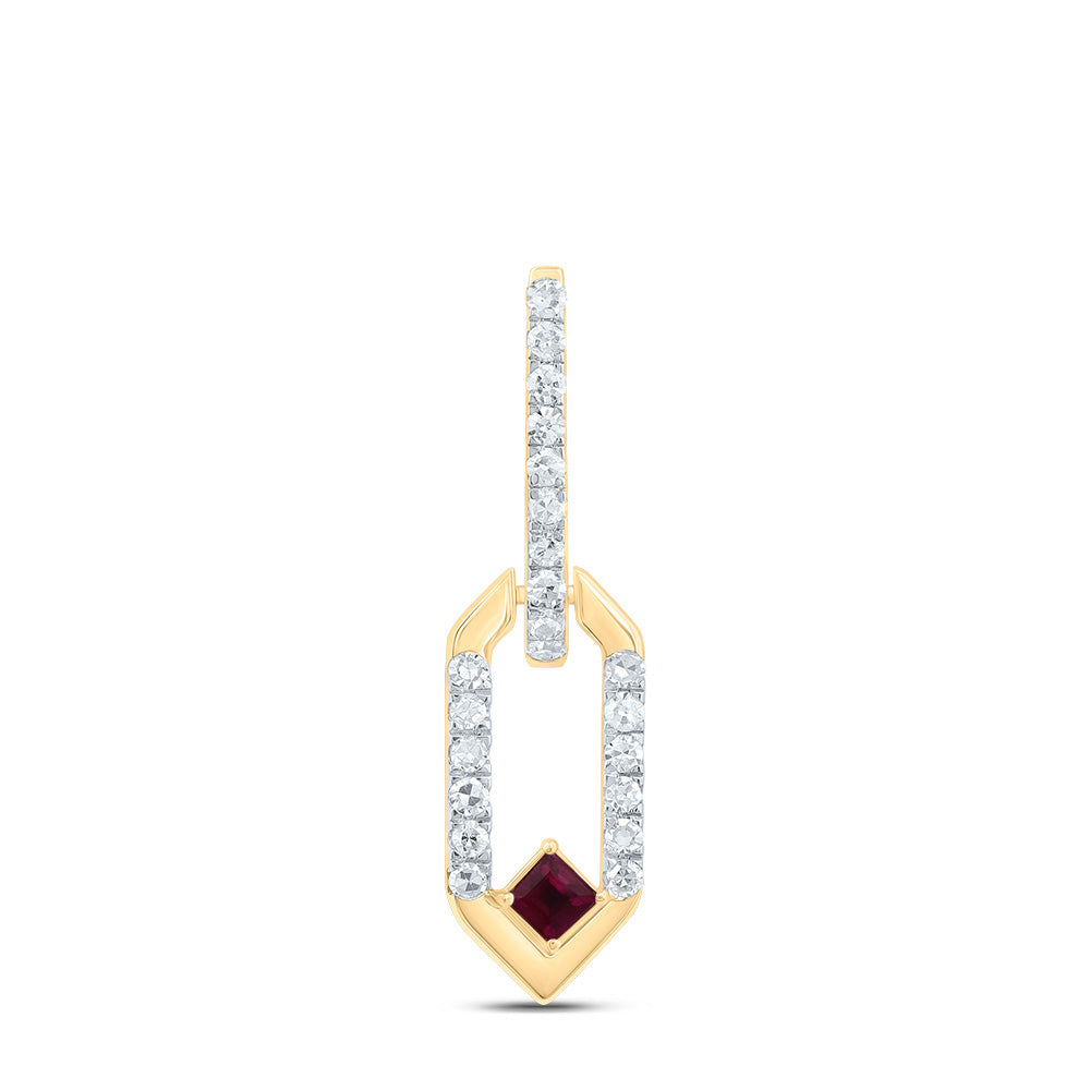 1/10CTW-DIA CN 1.7MM PR-RU NAT GEM PAPER CLIP PENDANT