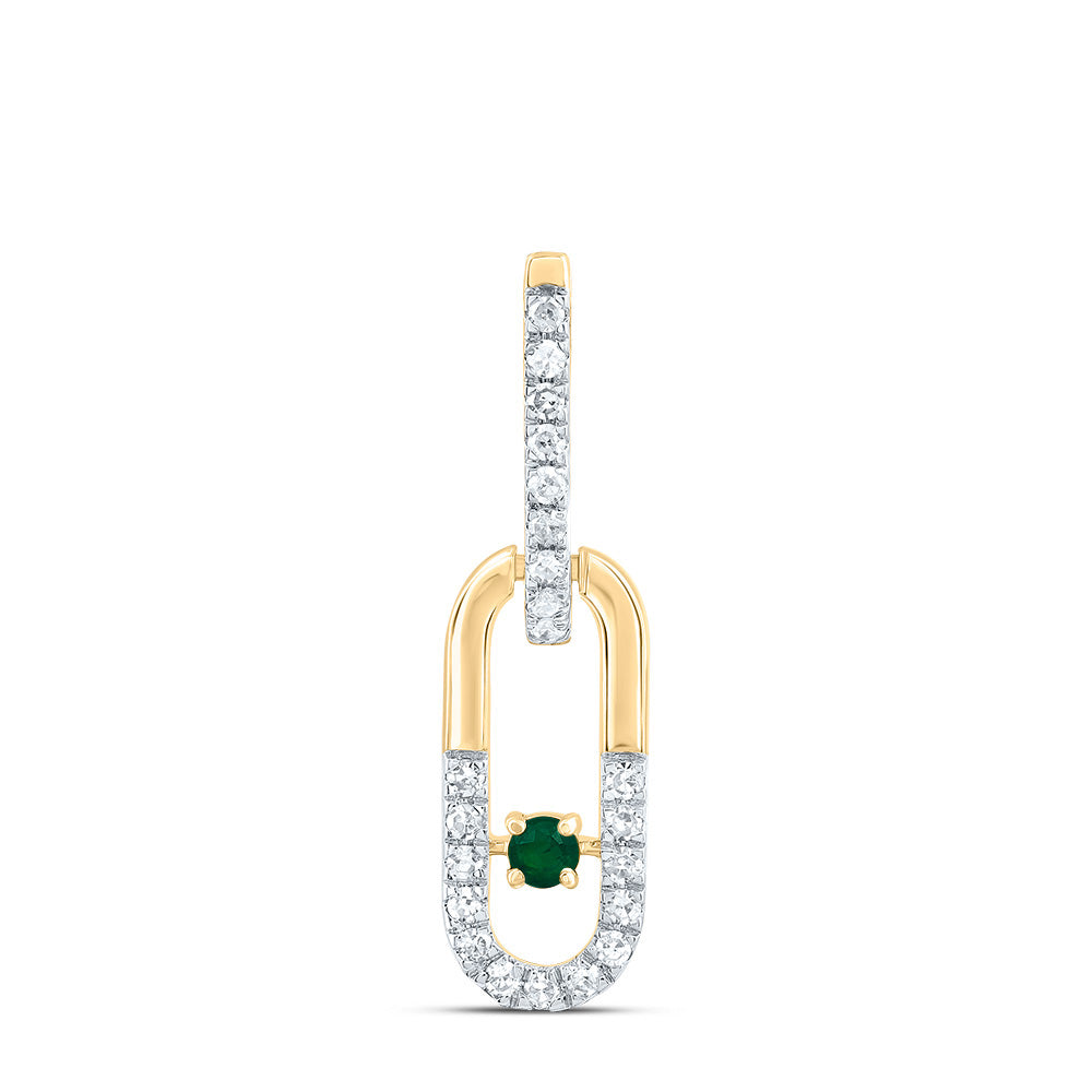 1/10CTW-DIA CN 1.8MM RD-EM NAT GEM PAPER CLIP PENDANT