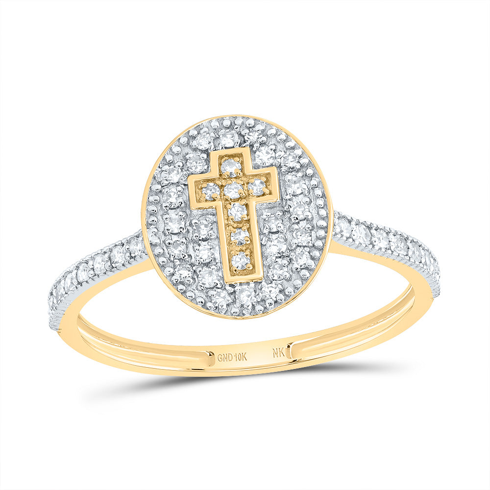 1/4CTW-DIA NK GIFT CROSS OVAL RING