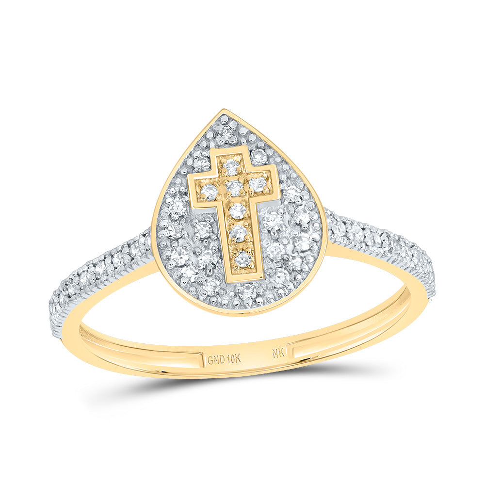 1/6CTW-DIA NK GIFT CROSS PEAR RING