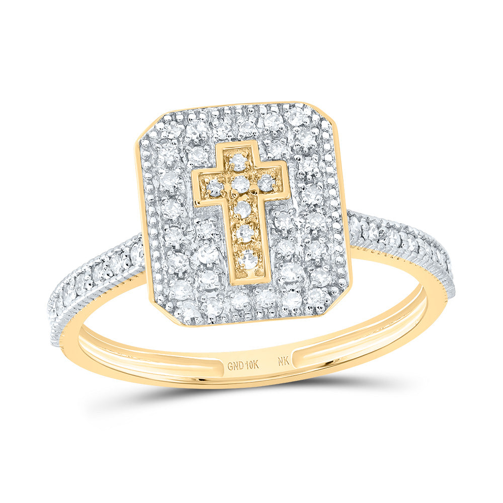 1/4CTW-DIA NK GIFT CROSS EMERALD RING