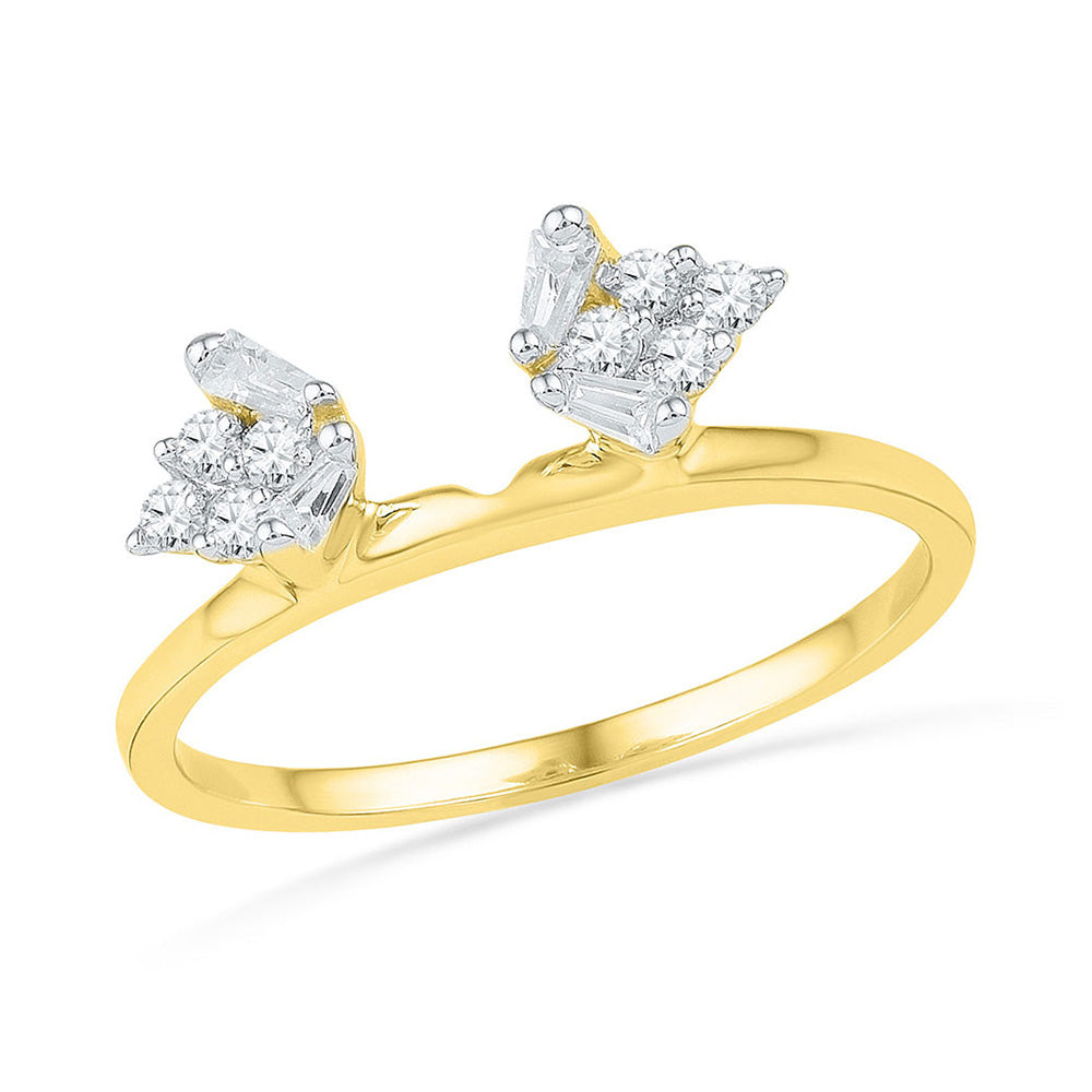 14kt Yellow Gold Womens Baguette Diamond Ring Guard Wrap Solitaire Enhancer 1/4 Cttw