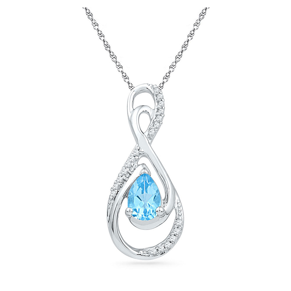 10kt White Gold Womens Oval Lab-Created Blue Topaz Solitaire Pendant 3/4 Cttw