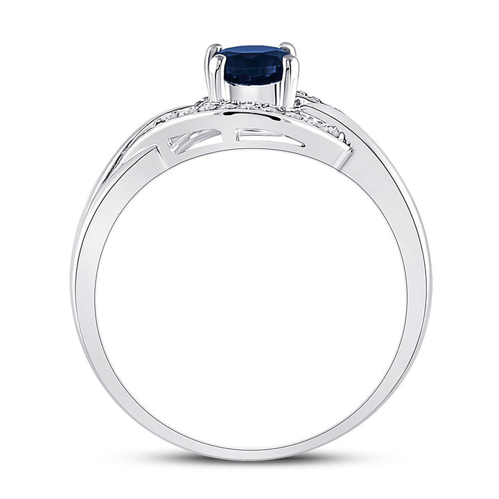 Sterling Silver Womens Round Lab-Created Blue Sapphire Solitaire Diamond Ring 5/8 Cttw