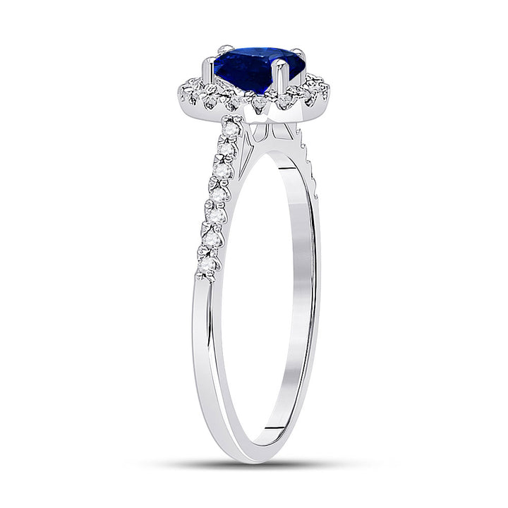 10kt White Gold Womens Oval Lab-Created Blue Sapphire Solitaire Ring 3/4 Cttw
