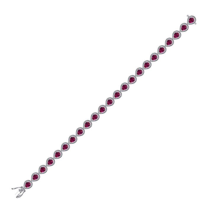 Sterling Silver Womens Oval Lab-Created Ruby Tennis Bracelet 5-7/8 Cttw