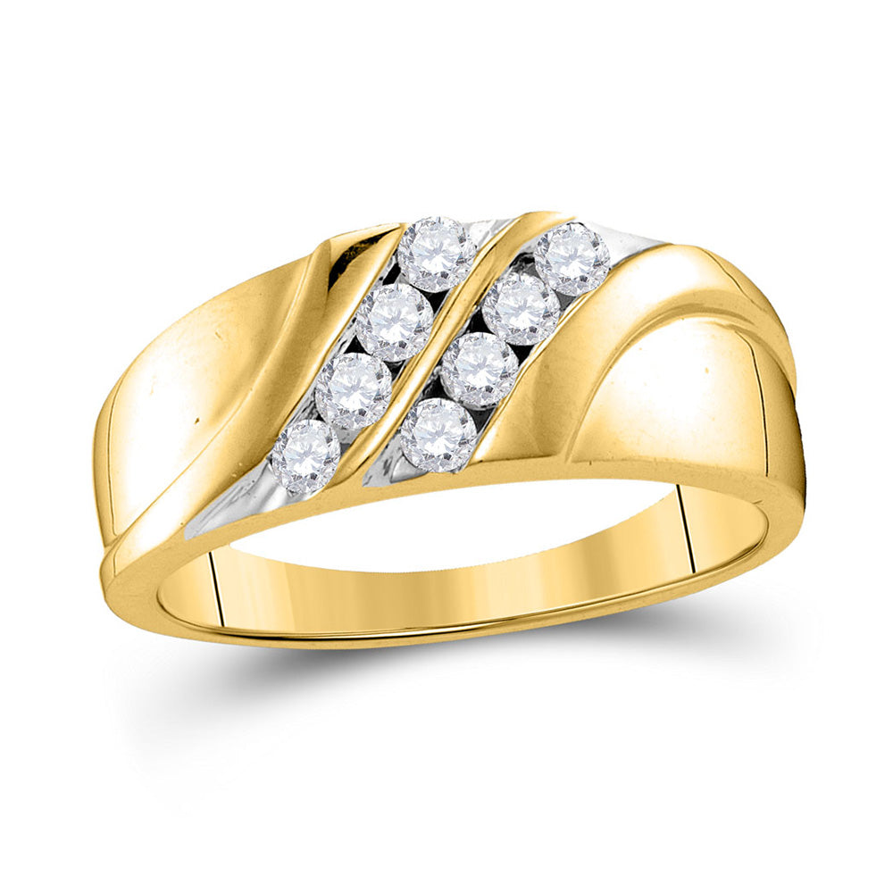 10kt Yellow Gold Mens Round Diamond Wedding Band Ring 1/2 Cttw