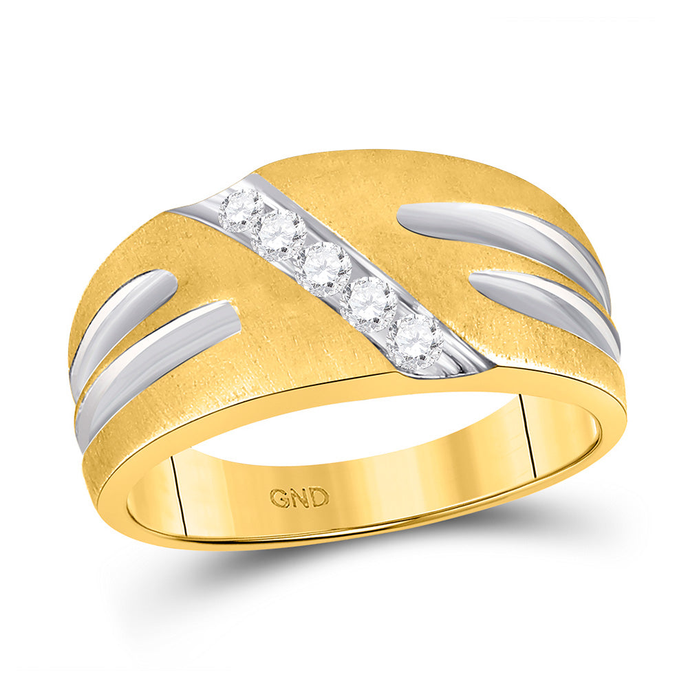 10kt Two-tone Gold Mens Round Diamond Band Ring 1/4 Cttw