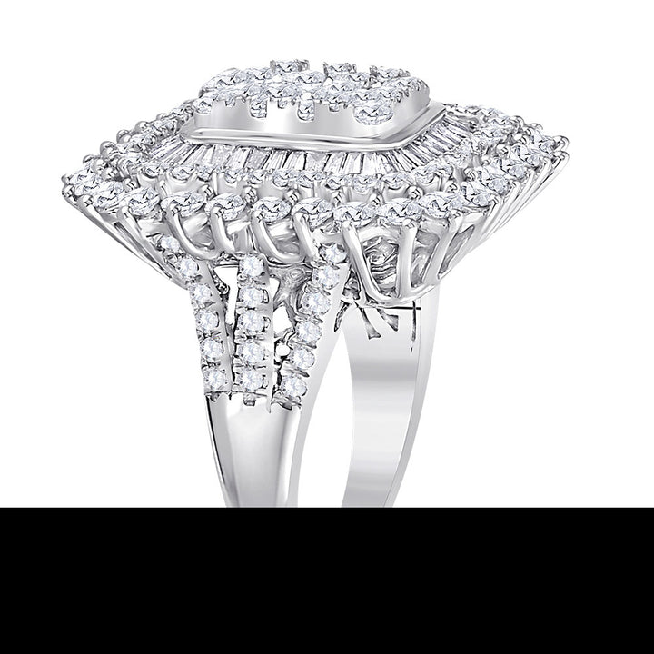 10kt White Gold Womens Round Diamond Square Cluster Ring 3-1/2 Cttw