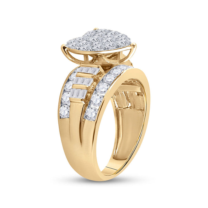 10kt Yellow Gold Round Diamond Heart Bridal Wedding Engagement Ring 2 Cttw