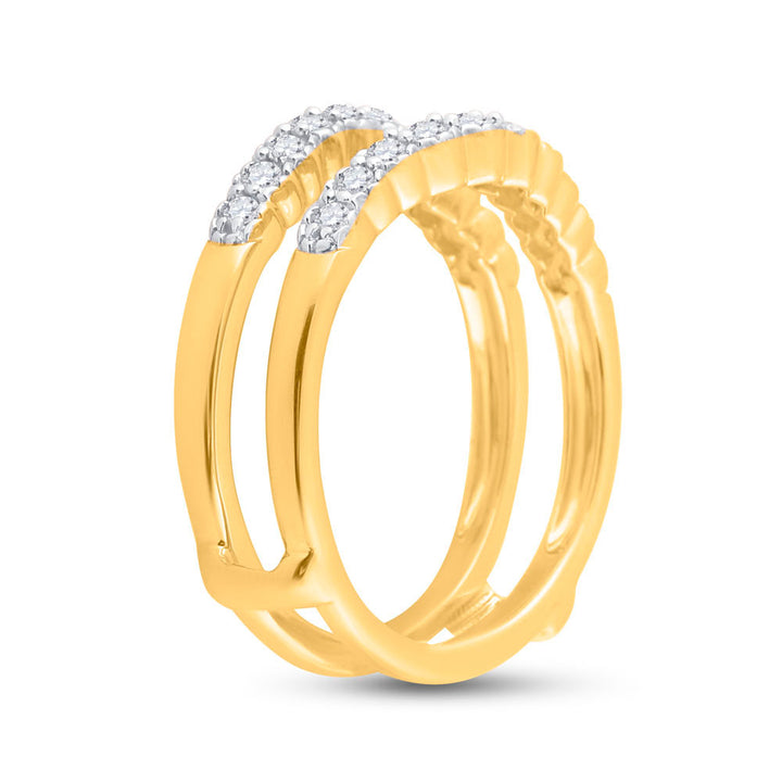 14kt Yellow Gold Womens Round Diamond Wedding Wrap Ring Guard Enhancer 1/2 Cttw