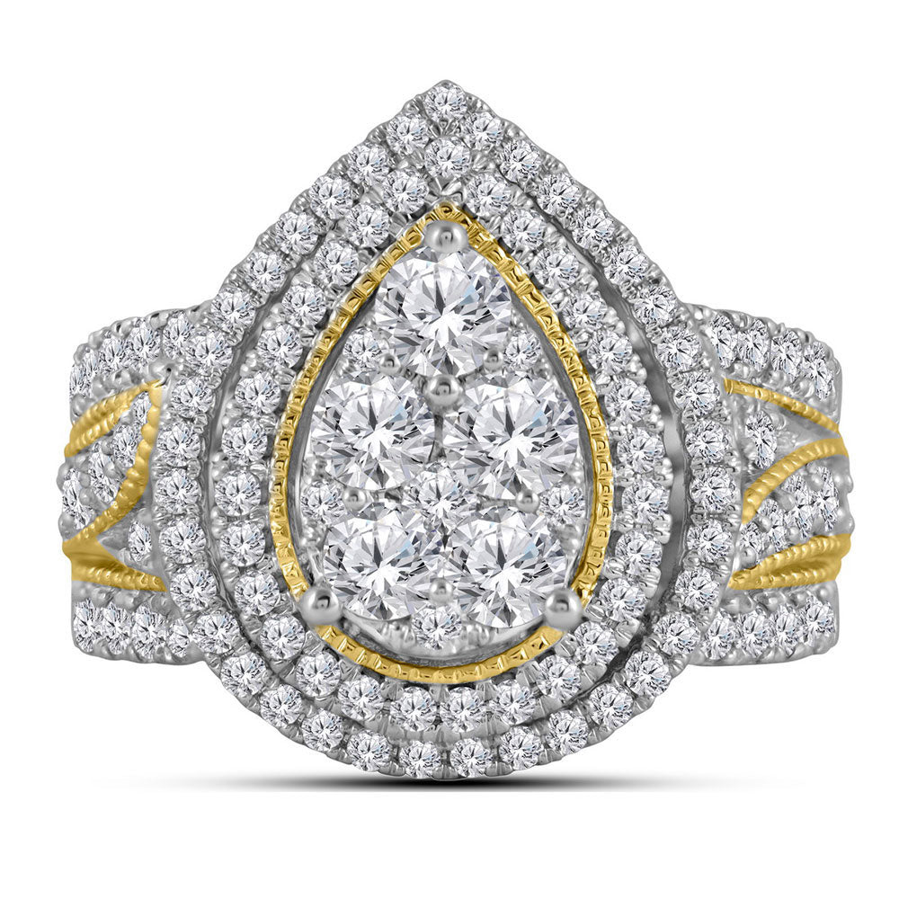 14kt Yellow Gold Round Diamond Teardrop Bridal Wedding Engagement Ring 2 Cttw