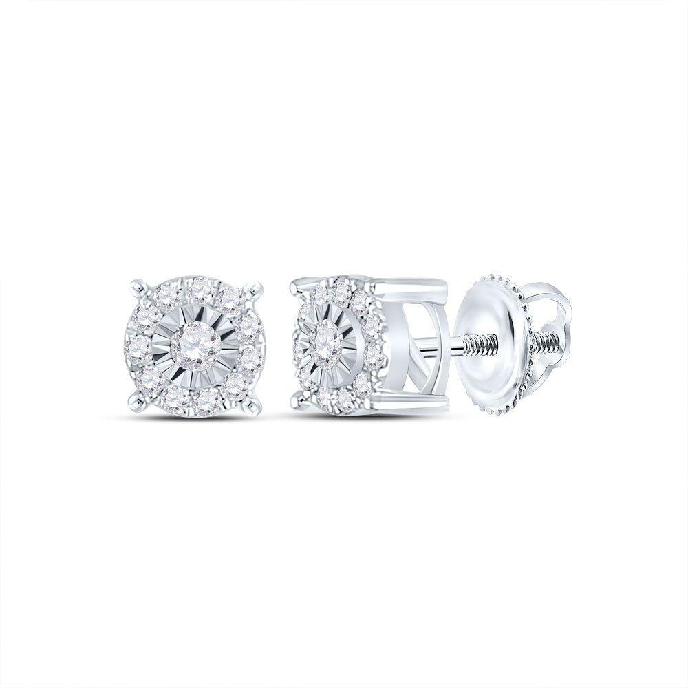 14kt White Gold Womens Round Diamond Solitaire Stud Earrings 7/8 Cttw