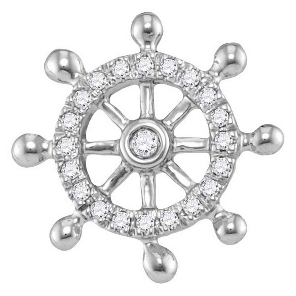 10kt White Gold Womens Round Diamond Anchor Wheel Stud Earrings 1/10 Cttw