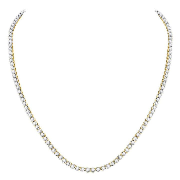 10kt Yellow Gold Mens Round Diamond 20-inch Single Row Link Chain Necklace 9 Cttw