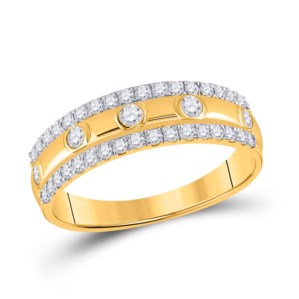 10kt Yellow Gold Womens Round Diamond Anniversary Ring 1/2 Cttw