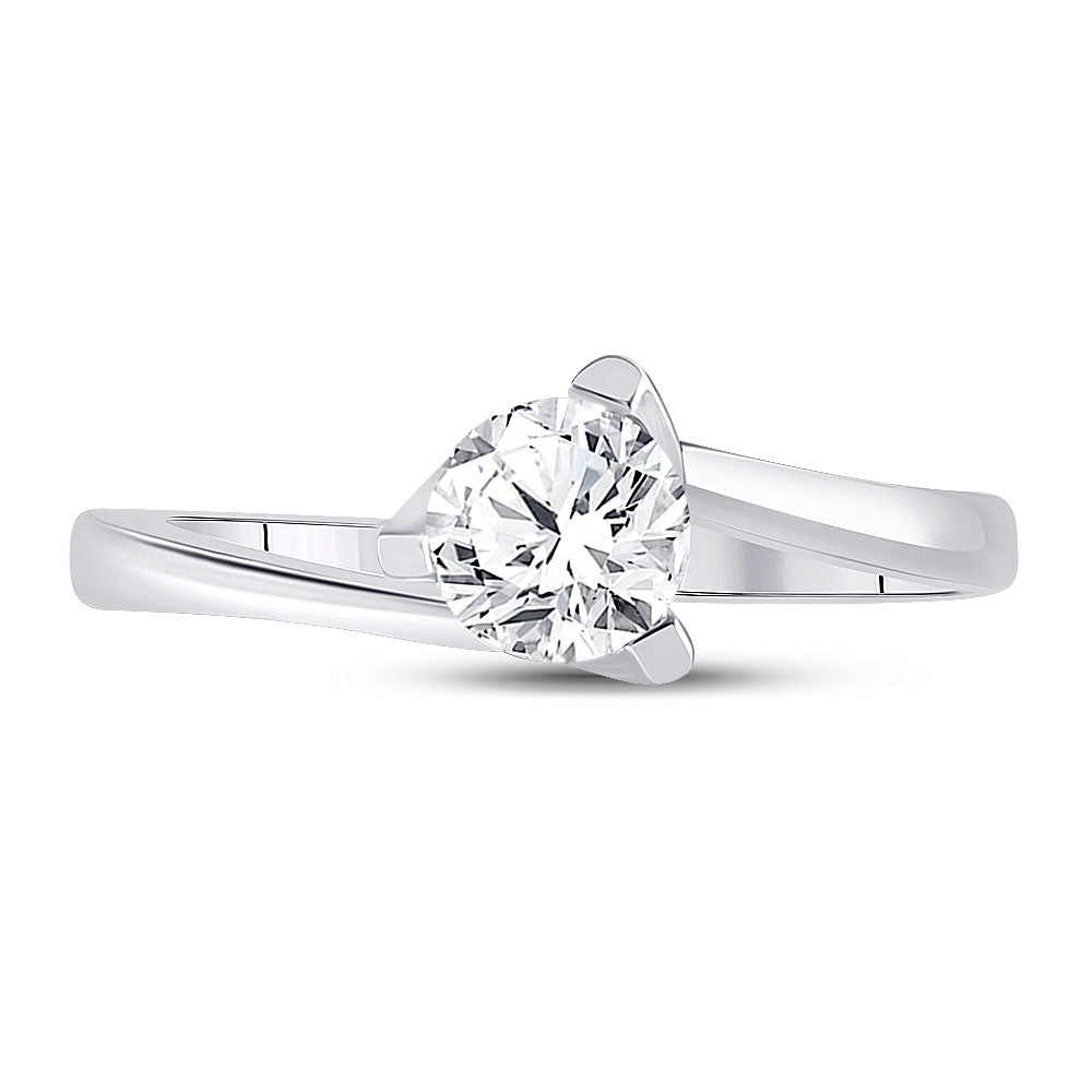 14kt White Gold Womens Round Diamond Solitaire Bridal Wedding Engagement Ring 3/4 Cttw