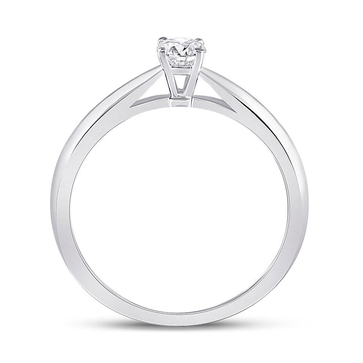 14kt White Gold Womens Round Diamond Solitaire Bridal Wedding Engagement Ring 1/4 Cttw