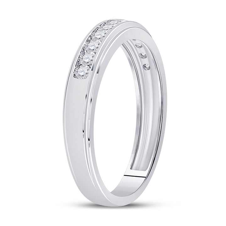 10kt White Gold Mens Round Diamond Wedding Channel-Set Band Ring 1/2 Cttw