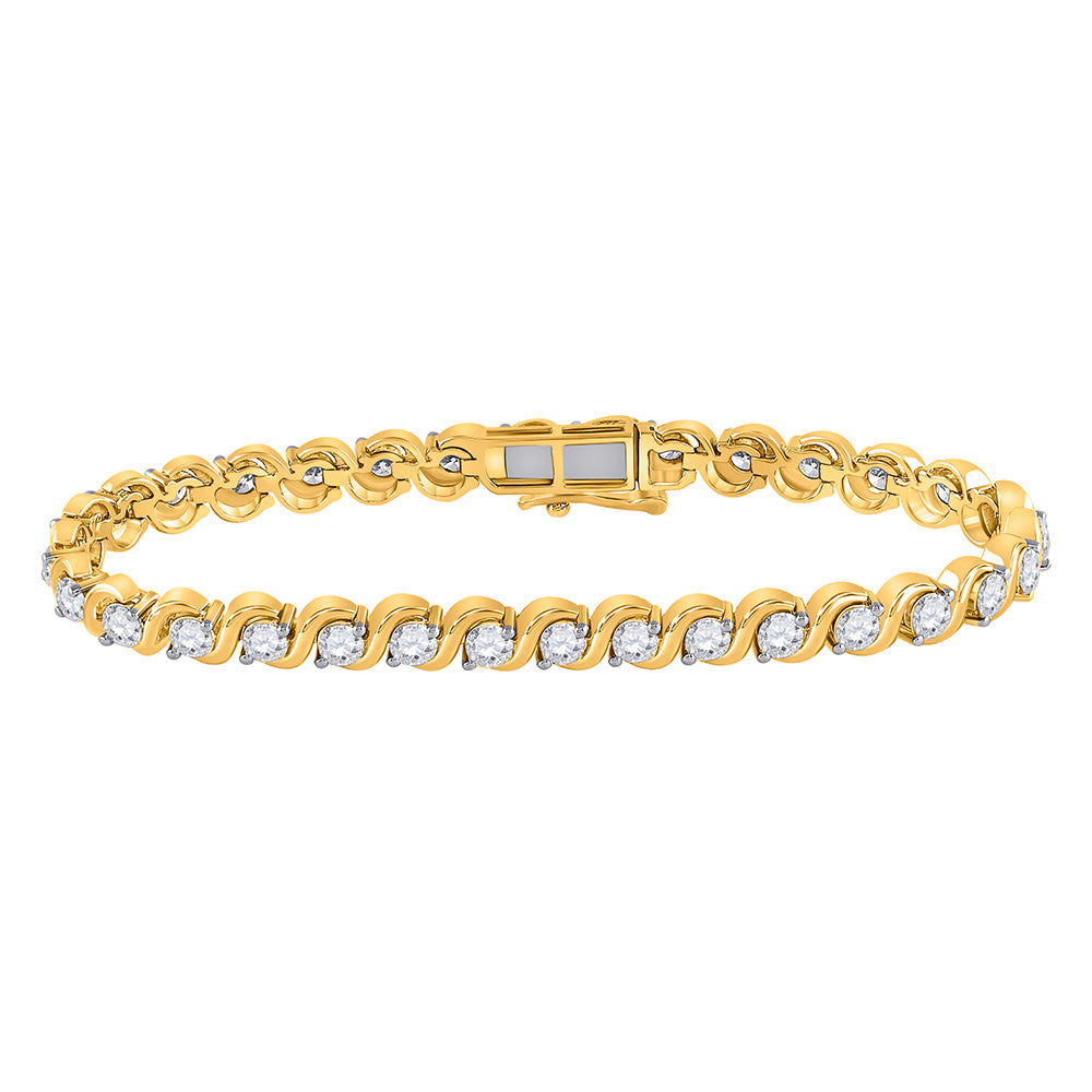 14kt Yellow Gold Womens Round Diamond Triple Cluster Bangle Bracelet 7/8 Cttw