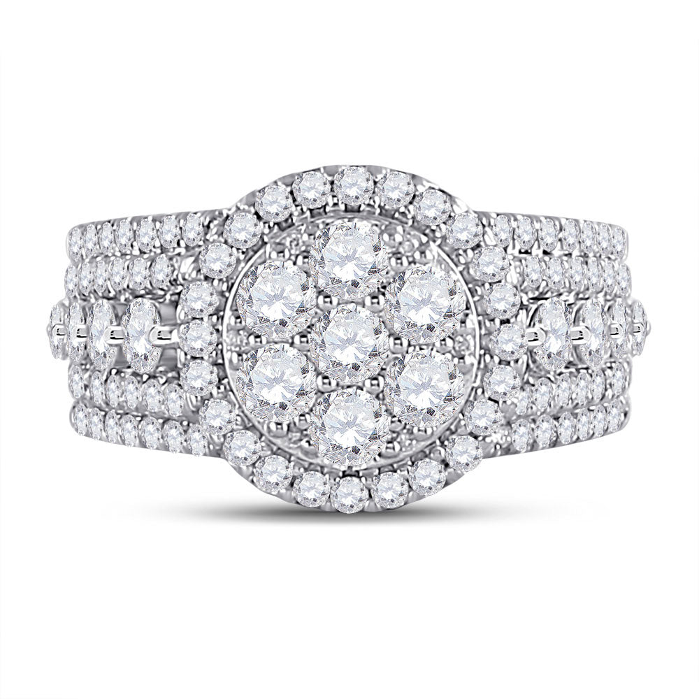 14kt Rose Gold Round Diamond Cluster Bridal Wedding Engagement Ring 2 Cttw