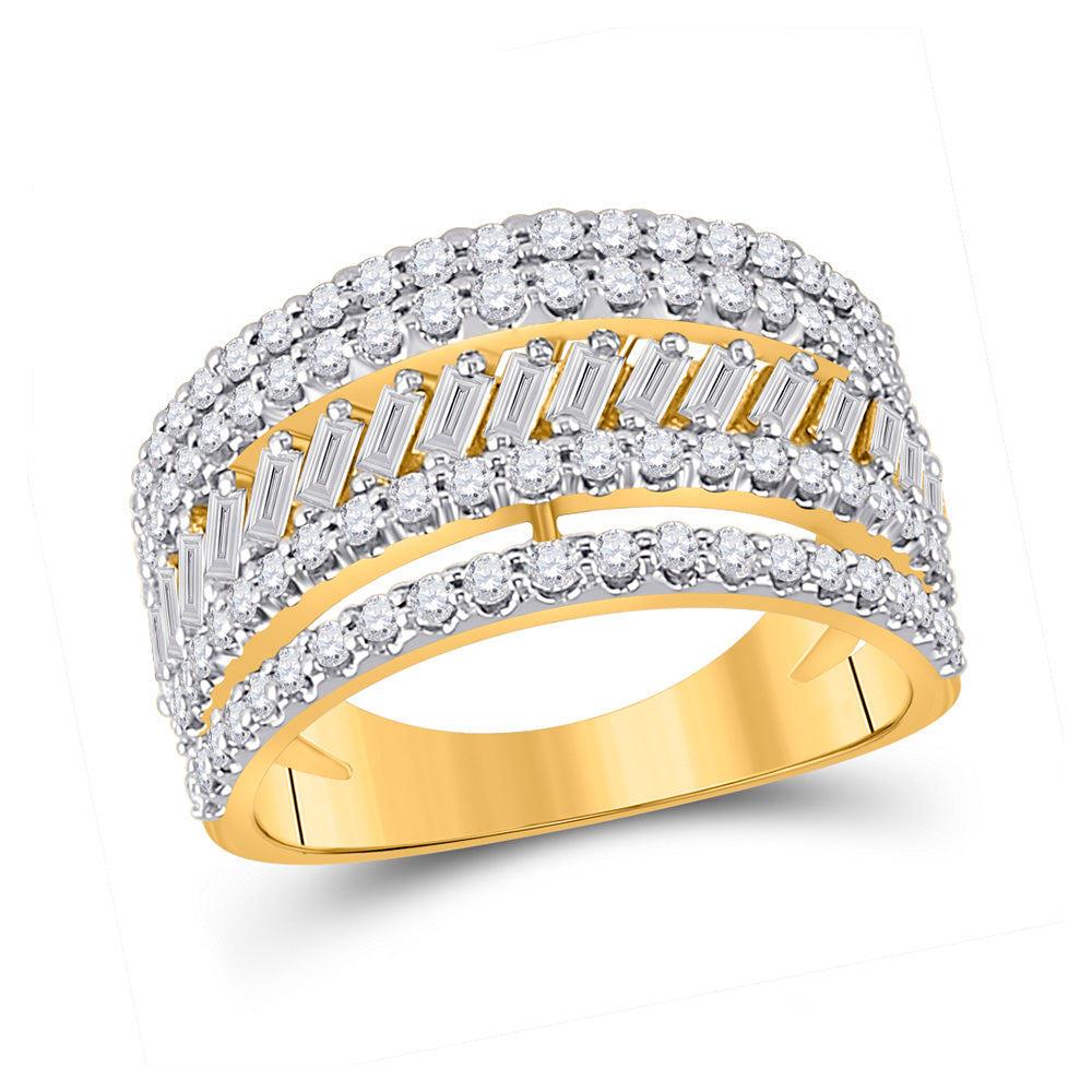 14kt Yellow Gold Womens Round Diamond Right-Hand Anniversary Ring 1 Cttw