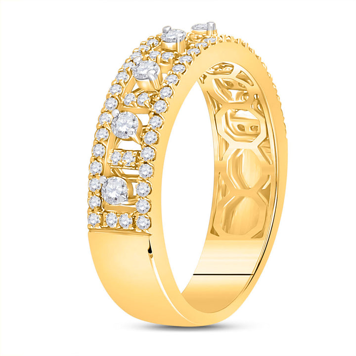 14kt Yellow Gold Womens Round Diamond Anniversary Band Ring 5/8 Cttw