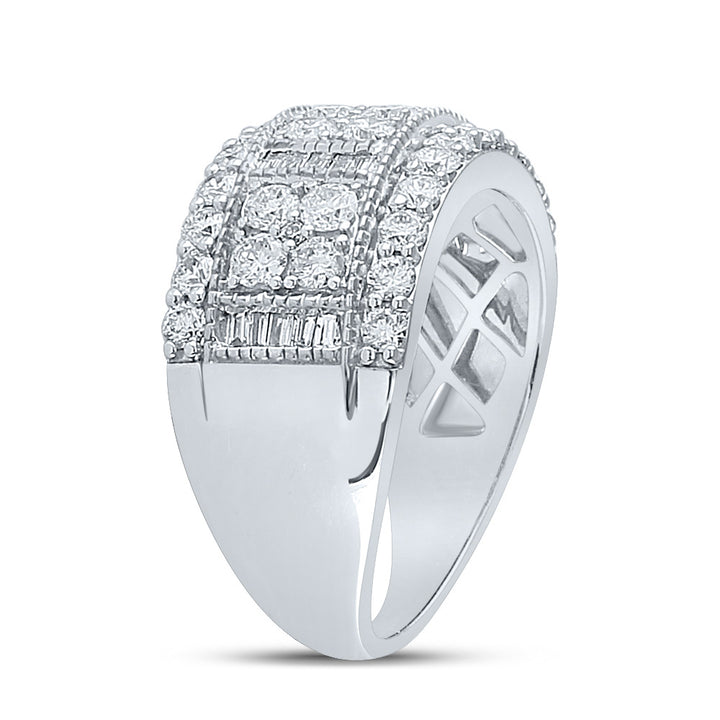 14kt White Gold Womens Baguette Diamond Anniversary Ring 1-3/8 Cttw