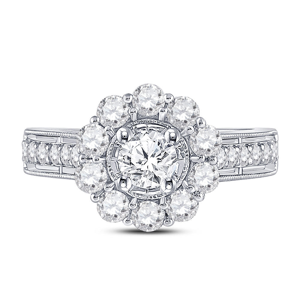 14kt White Gold Round Diamond Solitaire Bridal Wedding Engagement Ring 1-5/8 Cttw