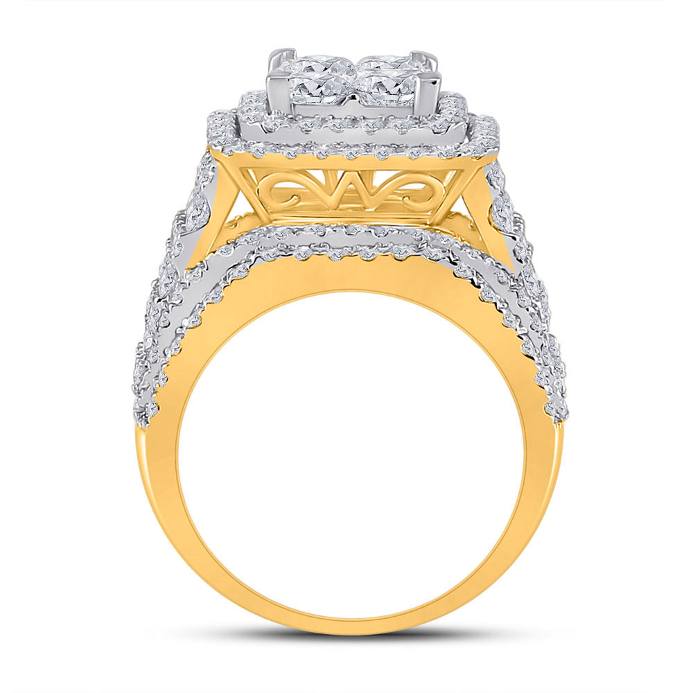 14kt Yellow Gold Princess Diamond Square Bridal Wedding Ring Band Set 5 Cttw
