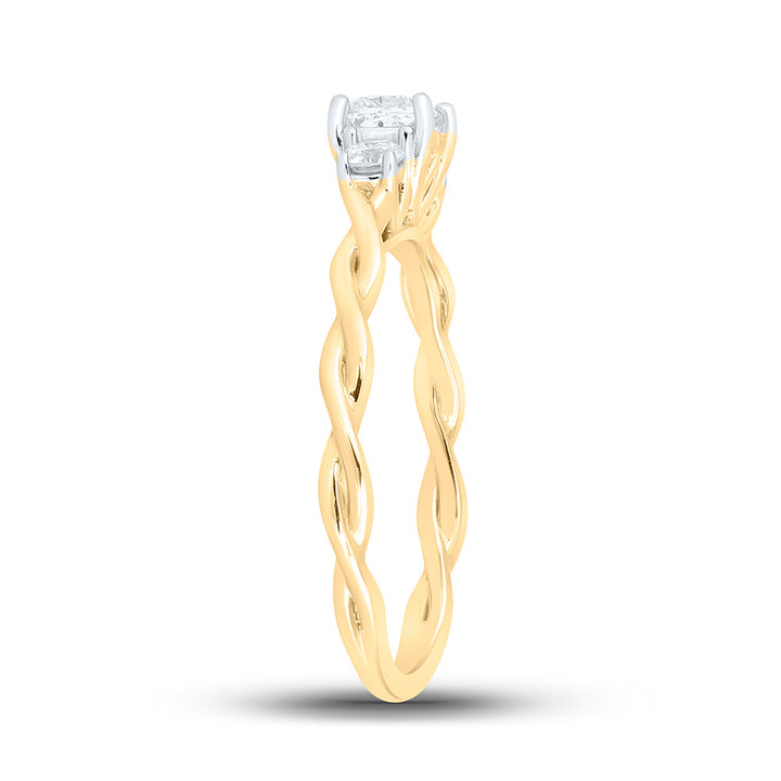 14kt Yellow Gold Princess Diamond 3-stone Bridal Wedding Engagement Ring 1/2 Cttw