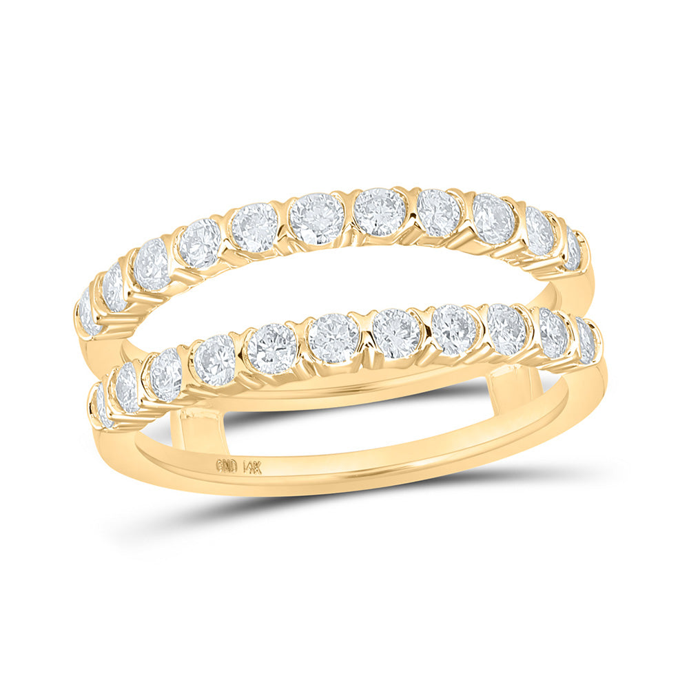 14kt Yellow Gold Womens Round Diamond Wrap Enhancer Wedding Band 7/8 Cttw