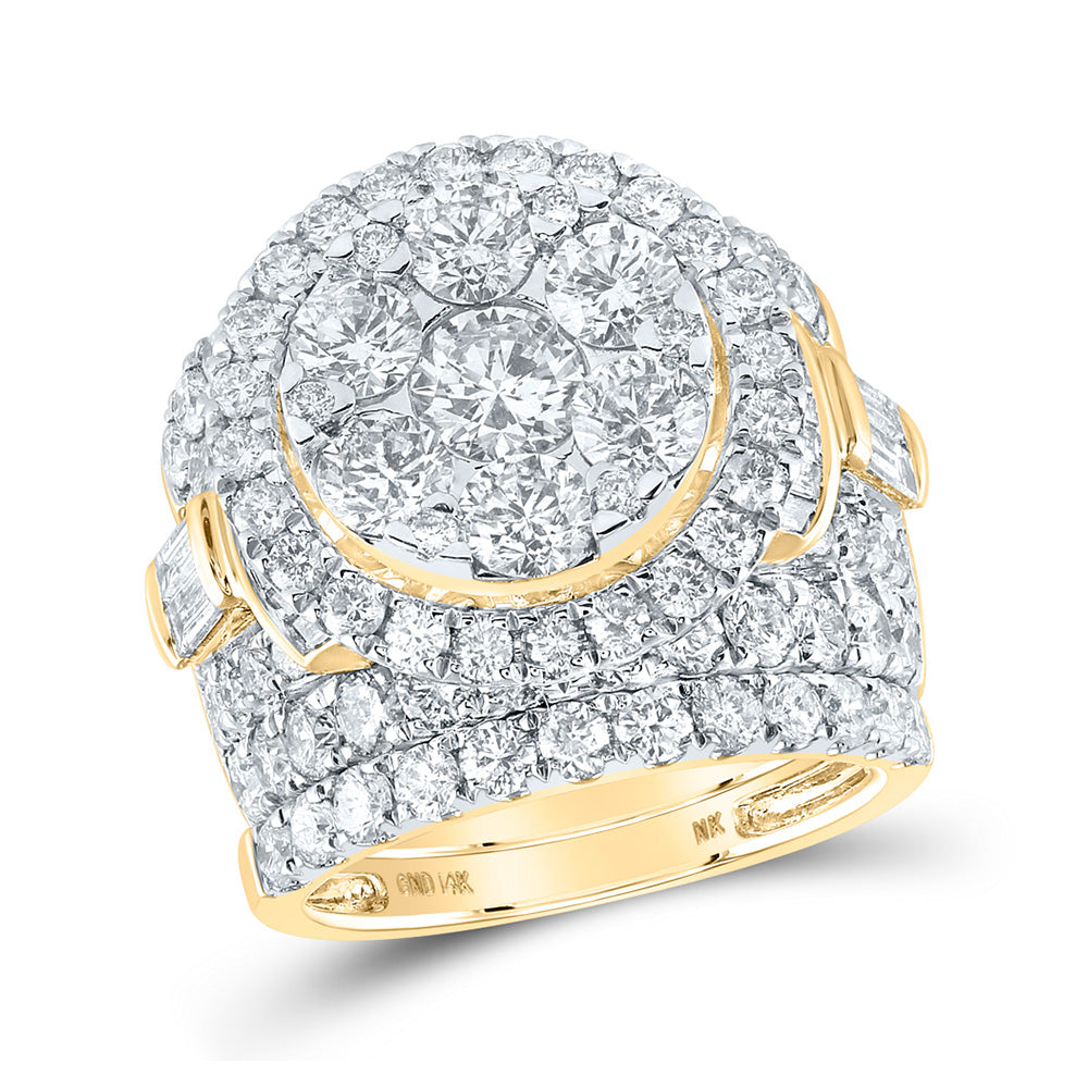 14kt Yellow Gold Round Diamond Bridal Wedding Ring Band Set 6 Cttw