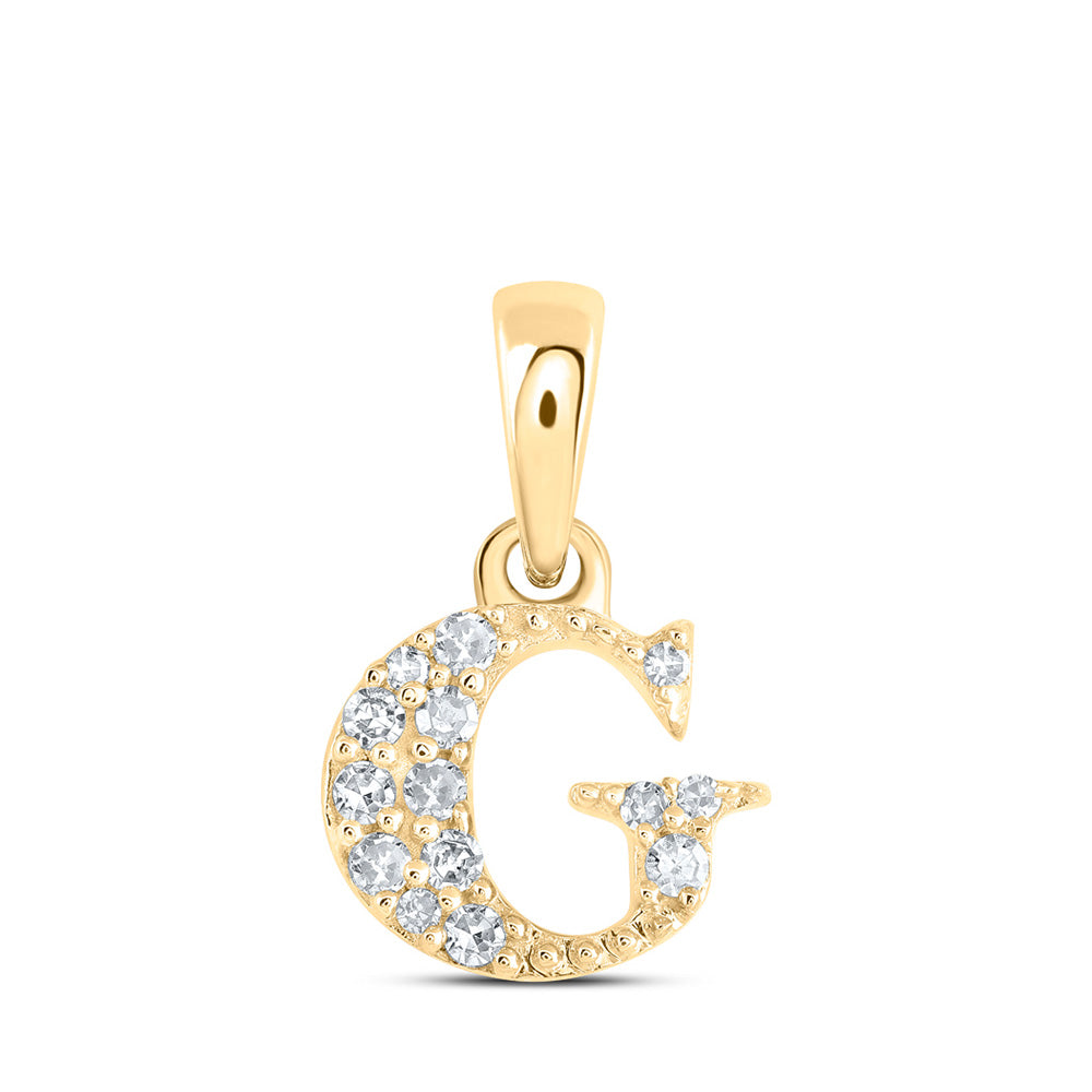 10kt Yellow Gold Womens Round Diamond G Initial Letter Pendant 1/20 Cttw