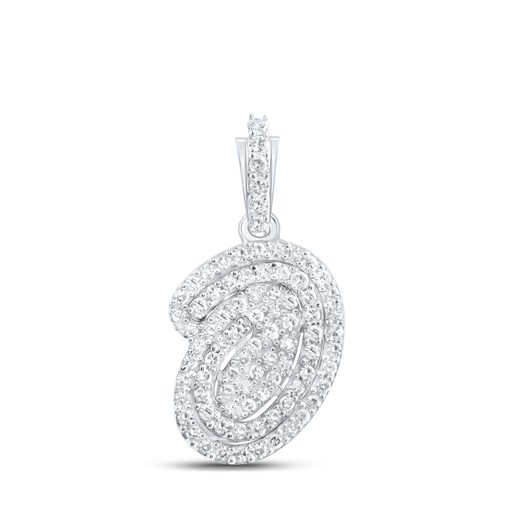 10kt White Gold Womens Round Diamond O Initial Letter Pendant 1/5 Cttw