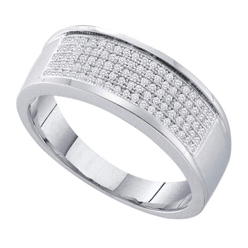 Sterling Silver Mens Round Diamond Band Ring 1/3 Cttw