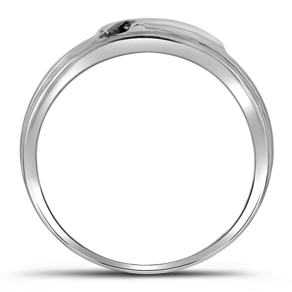10kt White Gold Mens Round Black Color Enhanced Diamond Band Ring 1/8 Cttw