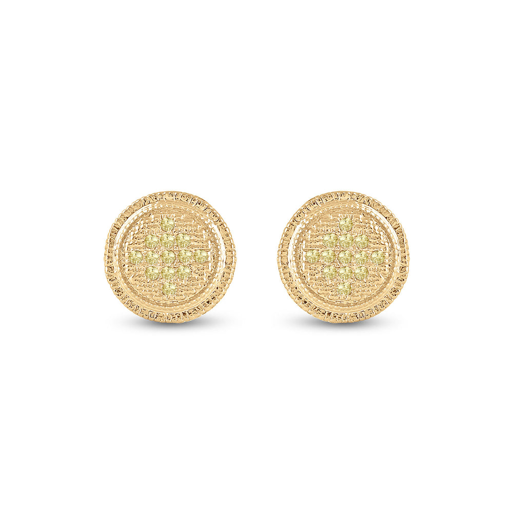 Sterling Silver Womens Round Yellow Color Enhanced Diamond Circle Earrings 1/20 Cttw