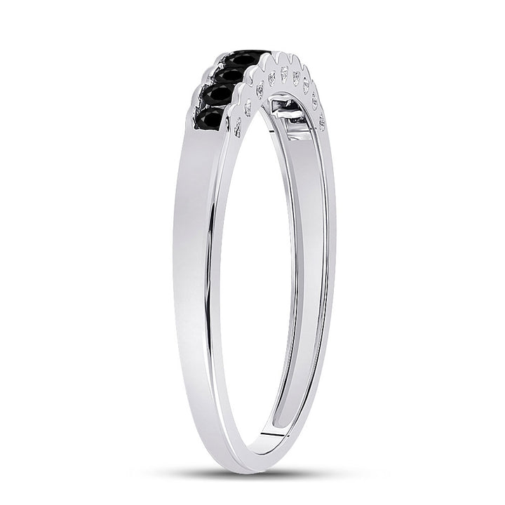 10kt White Gold Womens Princess Black Color Enhanced Diamond Band Ring 1/4 Cttw