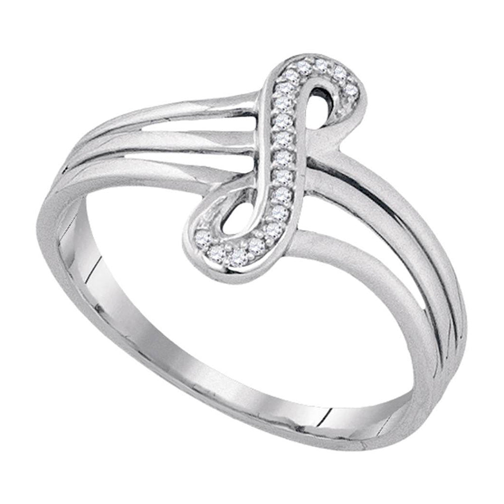 10kt White Gold Womens Round Diamond Vertical Infinity Strand Ring 1/20 Cttw