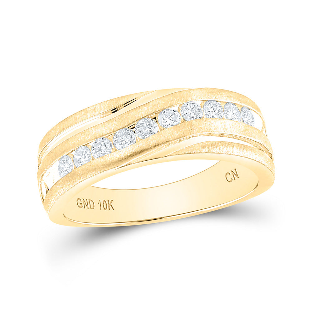 10kt Yellow Gold Mens Round Diamond Wedding Band Ring 1/2 Cttw