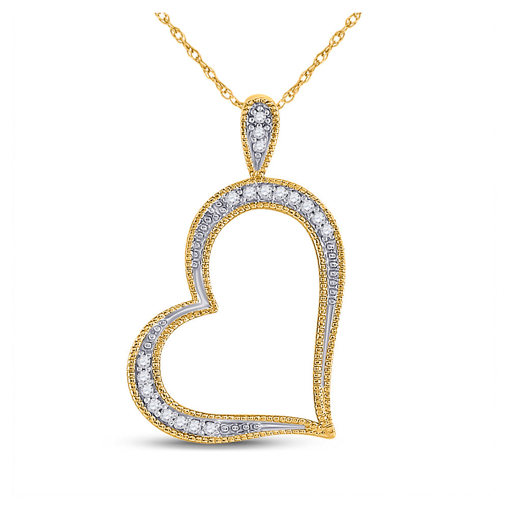 10kt White Gold Womens Round Diamond Rose-tone Heart Teardrop Dangle Earrings 1/3 Cttw