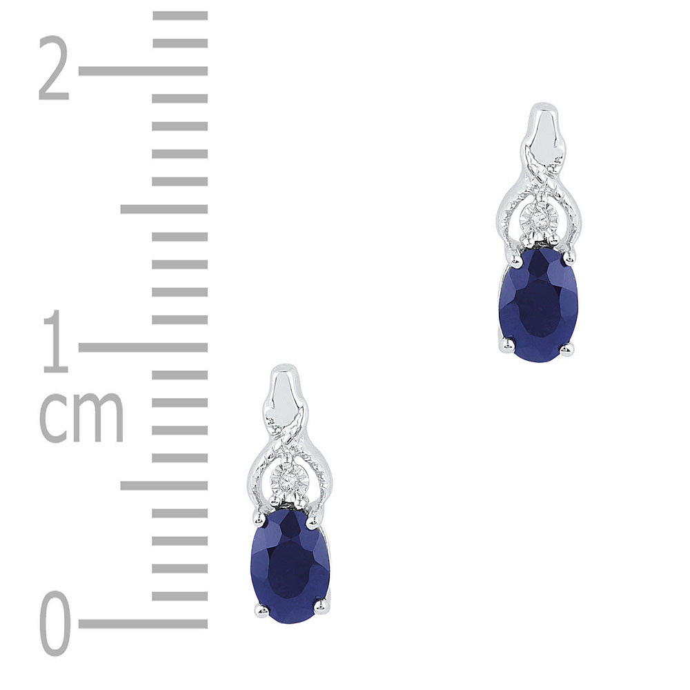 10kt White Gold Womens Oval Lab-Created Blue Sapphire Stud Earrings 7/8 Cttw