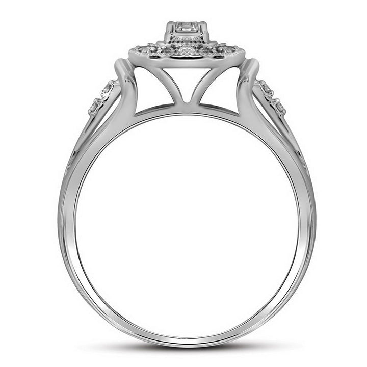 10kt White Gold Womens Round Diamond Square Bridal Wedding Engagement Ring Band Set 1/3 Cttw