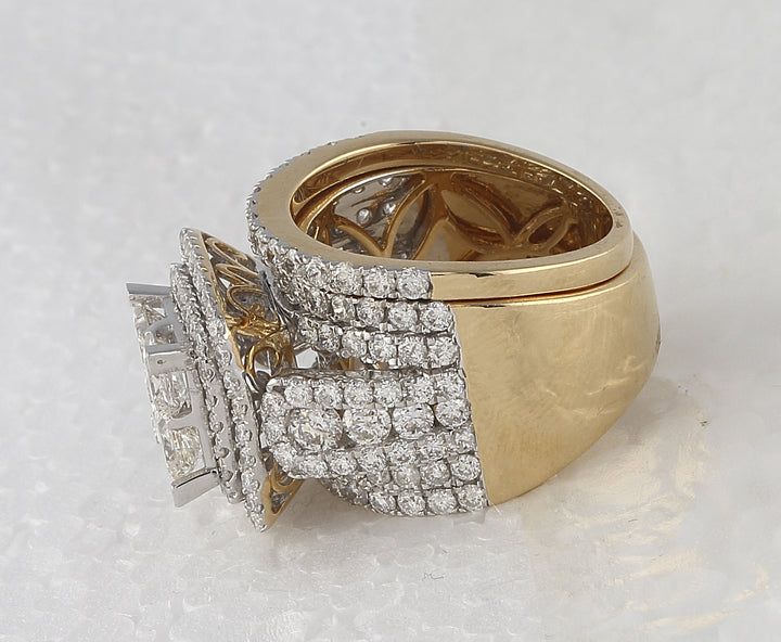 14kt Yellow Gold Womens Princess Diamond Bridal Wedding Engagement Ring Band Set 4-1/2 Cttw