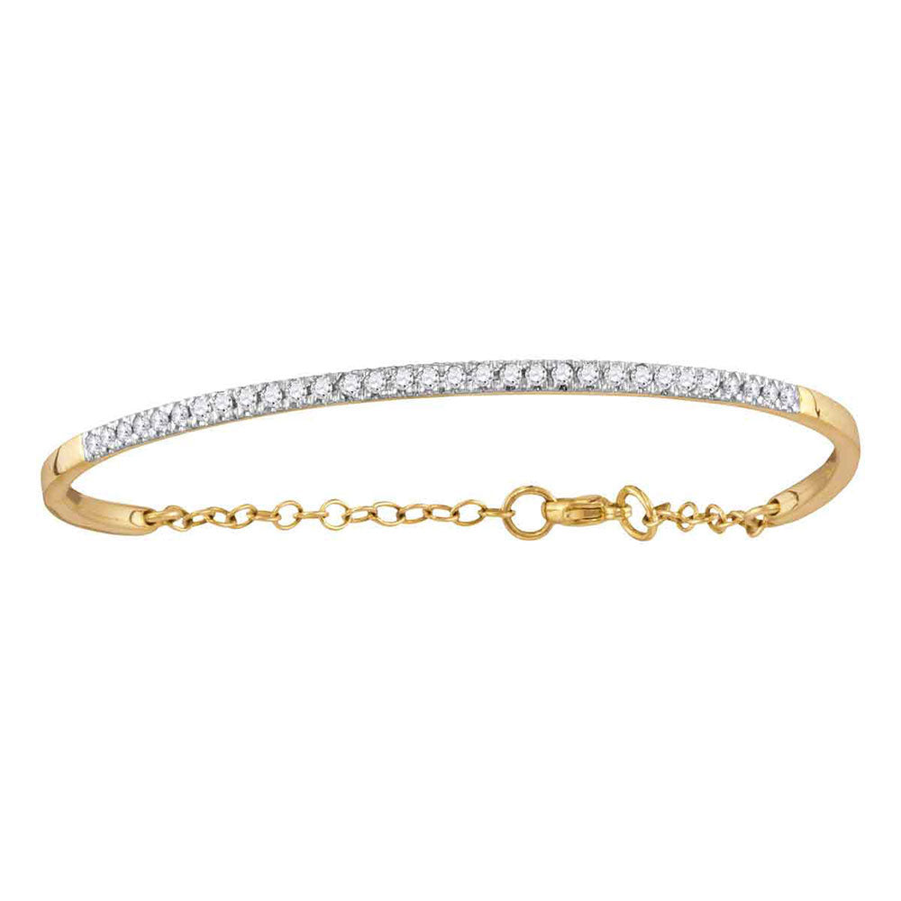 10kt Yellow Gold Women's Diamond Promise Bangle Bracelet 1/2 ctw