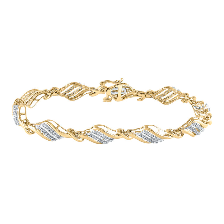 10kt Yellow Gold Womens Round Diamond Fashion Bracelet 1/2 Cttw