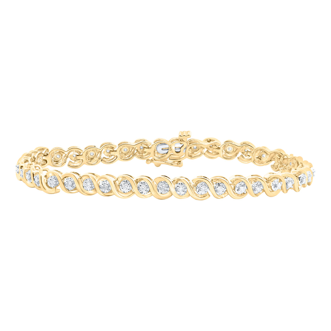 10kt Yellow Gold Women's Round Diamond Tennis Bracelet 1/2 ctw