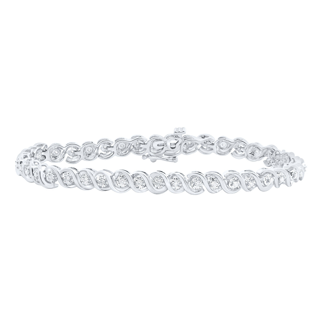 10kt White Gold Women's Round Diamond Tennis Bracelet 1/2 ctw