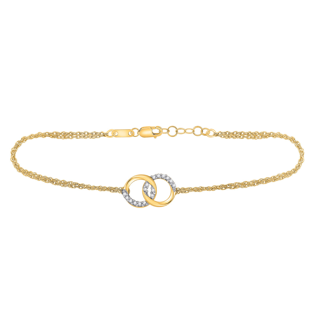 10kt White Gold Women's Diamond Linked Circle Fashion Bracelet 1/10 ctw